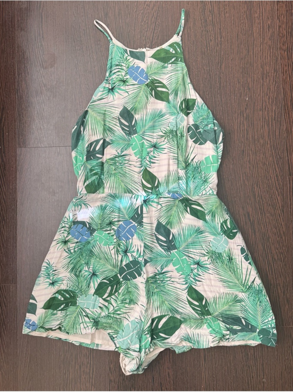 DO+BE Green Tropical Leaf Halter Romper
